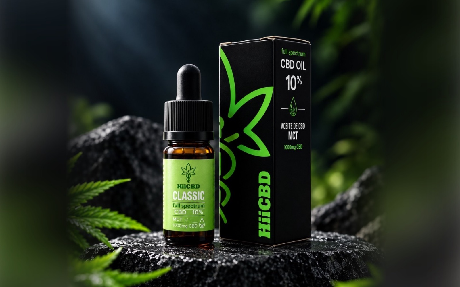 Frasco y estuche de aceite de CBD full spectrum 10%