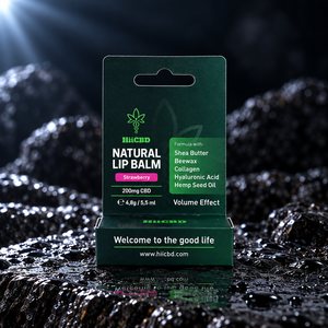 Natural Lip Balm HiiCBD sabor Strawberry, 200 mg CBD