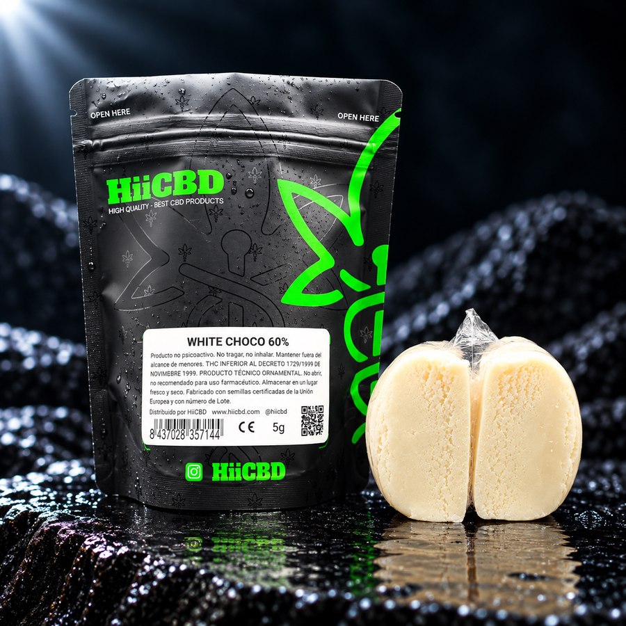 White Choco 60%, extracción HiiCBD en envase de 5 g